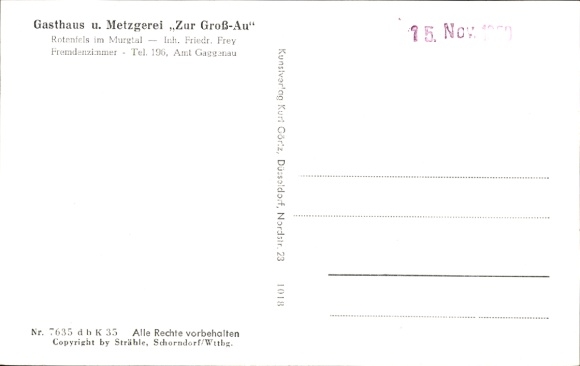 Postcard Bad Rotenfels Gaggenau in the Murgtal, aerial photograph, Gasthaus zur Groß-Au