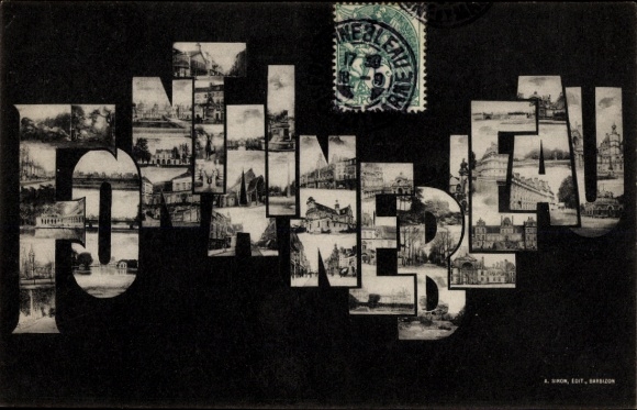Ak Fontainebleau Seine et Marne,  mit Fotokollage, Schriftzug   Motive