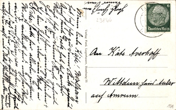 Postcard Nahe in Holstein, memorial, department store