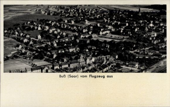 Ak Buß Bous an der Saar im Landkreis Saarlouis, Fliegeraufnahme