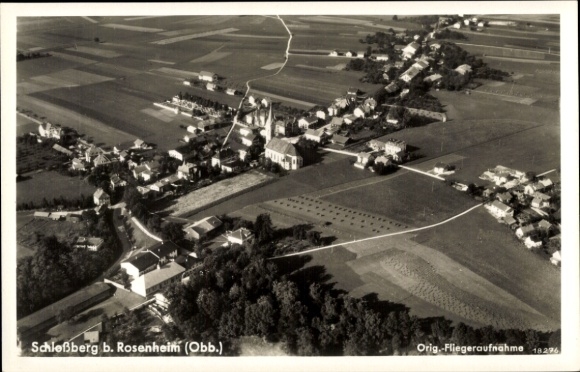 Postcard Schloßberg (near Rosenheim) Stephanskirchen Upper Bavaria, aerial photograph