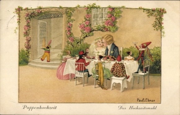 Kunstenaar Ak Ebner, Pauli, Poppenbruiloft, Het huwelijksfeest