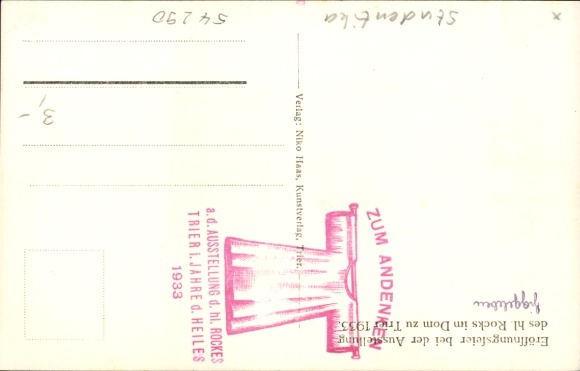 Postcard Trier, opening ceremony at the exhibition of the Holy Coat in the cathedral 1933, students