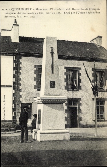 PC Questembert Morbihan, Monument d'Alain-le-Grand, Duc et Roi de Bretagne, victory over the Normans