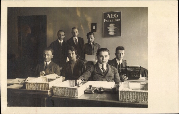 Foto Ak AEG Porzellan, Reklame