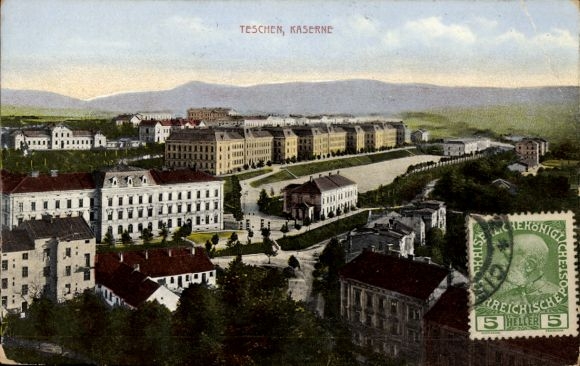 Postcard Cieszyn Teschen Silesia, barracks