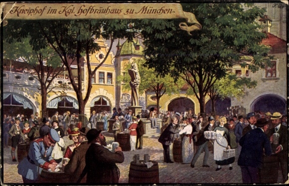 Kunstenaarsbriefkaart Quidenus, F., München Beieren, Kneiphof im Kgl. Hofbräuhaus
