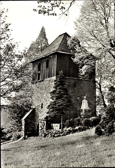 Postcard Lugau in the Ore Mountains, old bell tower