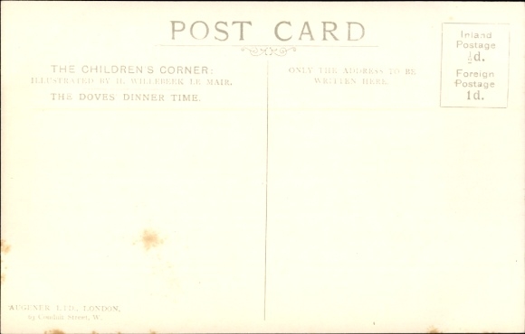 Artist PC Willebeek Le Maire, H., The Doves' dinner time, The Childrens Corner