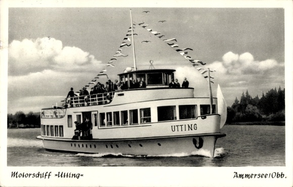 Postcard motor ship Utting on the Ammersee