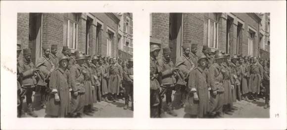 Stereo image photo &quot;The Battle in the West&quot;, No. 75 Moroccan prisoners of war