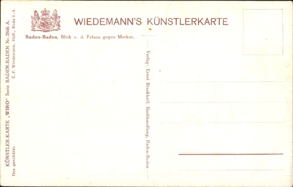 Artist Postcard Baden Baden am Schwarzwald, Merkurberg
