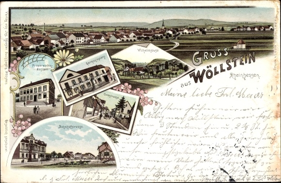 lito Wöllstein w Rheinhessen, instytut przygotowawczy, Bahnhofstrasse, Germaniaplatz, Wilhelmslust
