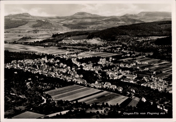 Postcard Gingen an der Fils, aerial photograph