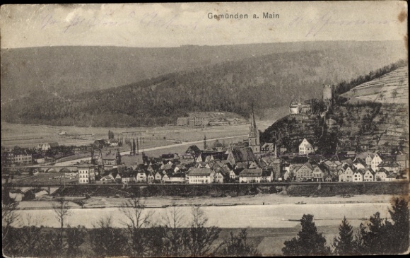 Postcard Gemünden am Main Lower Franconia, general view