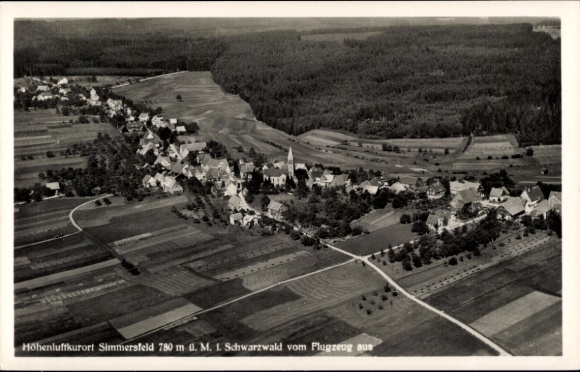 Postcard Simmersfeld in the Black Forest, aerial photograph