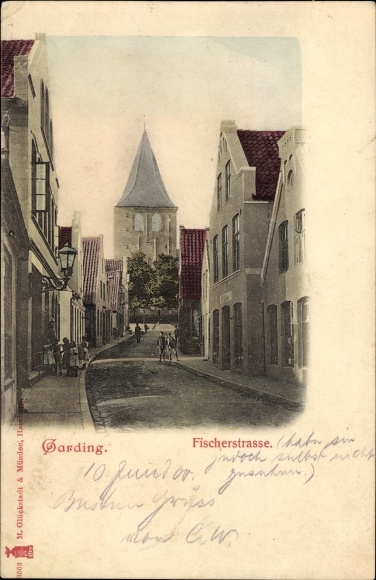Ak Garding in Noord-Friesland, Fischerstraße