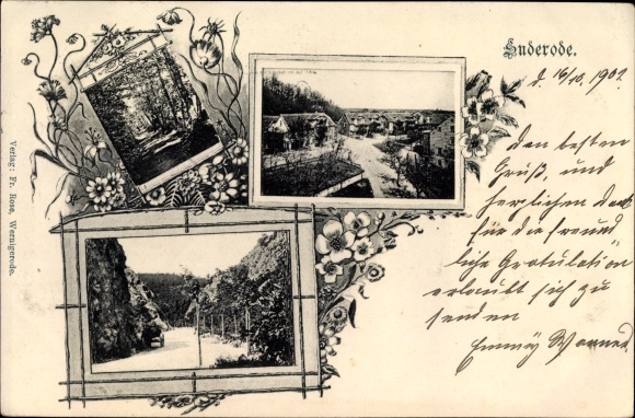 Ak Bad Suderode im Harz, Partie an der Felswand, Waldpartie, Straße, Ort