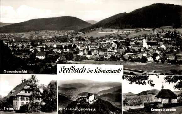 Ak Seelbach im Schwarzwald Baden, Gesamtansicht, Tretenhof, Ruine Hohengeroldseck, Konrad-Kapelle
