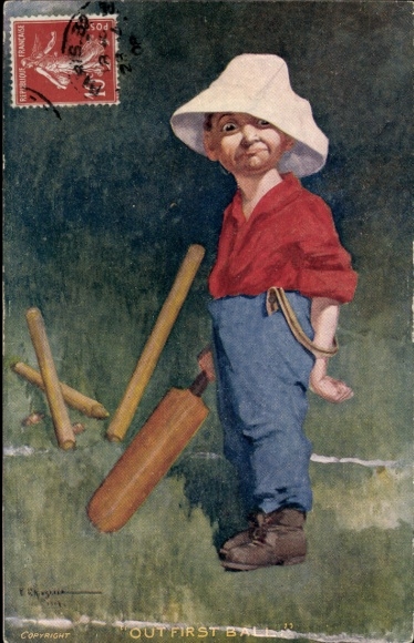 Artist Postcard Kinsella, EP, Boy Playing Cricket, Game