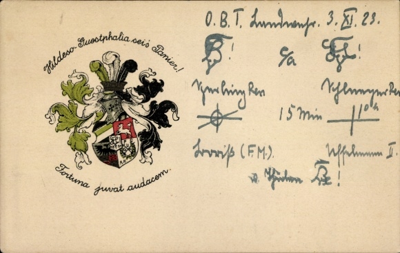 Studentika Ak Göttingen, Corps Hildeso-Guestphalia, Wappen, Wilhelm-Weber-Str. 36