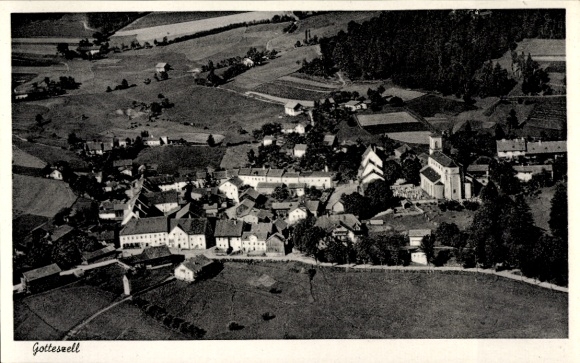 Postcard Gotteszell in Lower Bavaria, aerial photograph