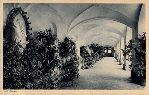 Postcard Zangberg Oberbayern, Educational Institute St. Joseph of the Salesian Sisters, Arkaden