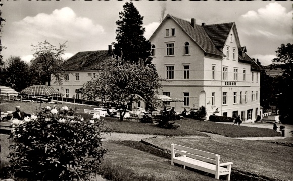 Postcard Bad Seebruch Vlotho on the Weser, swimming pond, large building, beautiful landscape, relaxation...