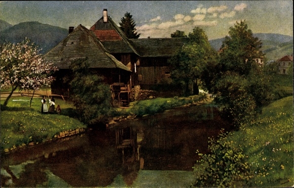 Artist PC Hoffmann, H., Schönau in the Black Forest, old house on the meadow