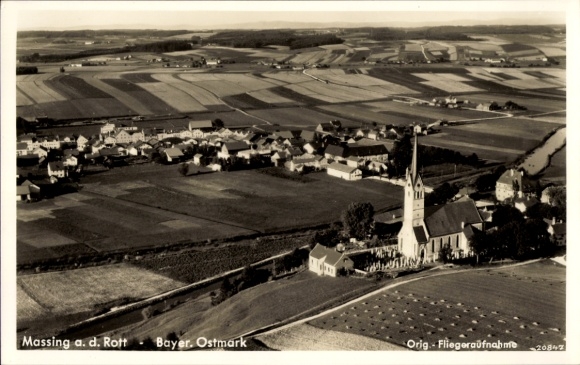 Postcard Massing in Lower Bavaria, aerial photograph