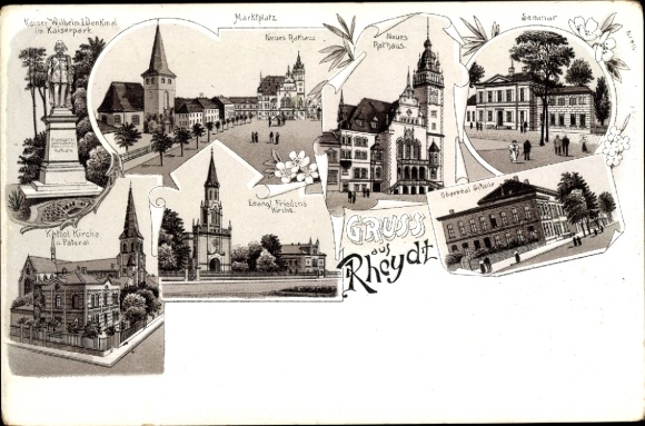 Chromo-Litho Rheydt Mönchengladbach in the Ruhr area, Kaiser Wilhelm Memorial, New Town Hall, Seminar