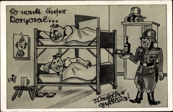 Artist PC Wehrmacht, humor, corporal with schnapps
