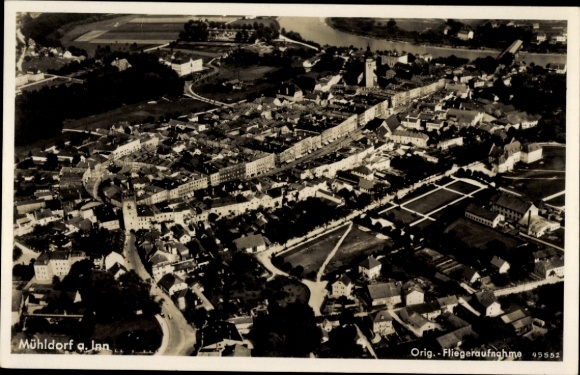 Postcard Mühldorf am Inn Upper Bavaria, aerial photograph of the town