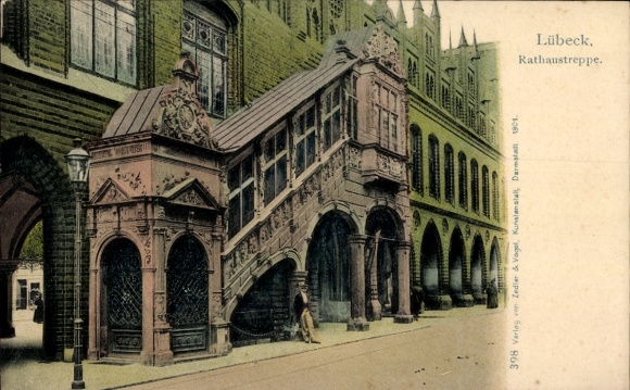 PC Hanseatic City of Lübeck, Town Hall Staircase, Architecture, Publisher Zedler & Vogel, 1901