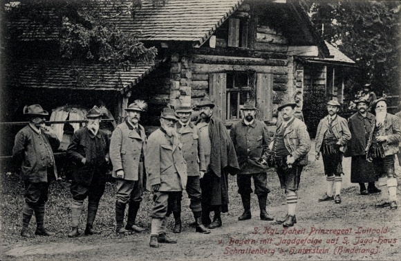 Postcard Bad Hindelang in the Oberallgäu, Prince Regent Luitpold of Bavaria with hunting retinue