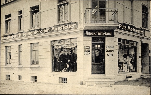 Postcard Hamburg Eimsbüttel Eidelstedt, Kieler Straße, fashion goods store, publishing house August Wittekind