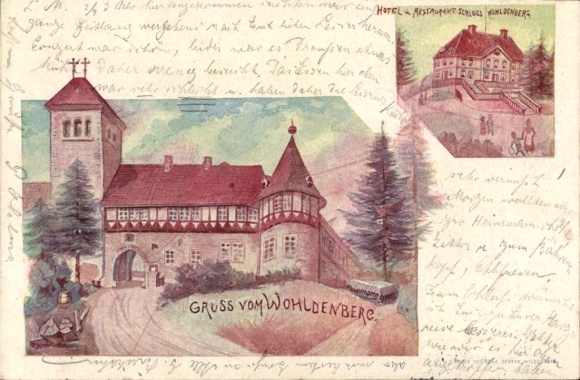 Artist Postcard Silium Holle in Lower Saxony, Wohldenberg Castle, Hotel Restaurant Schloss Wohldenberg