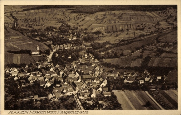 Postcard Auggen in Baden, aerial photograph