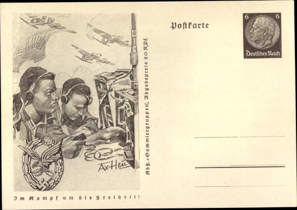 Postal stationery artist PC Axster Heudtlass, In the fight for freedom, radio operator of the Wehrmacht