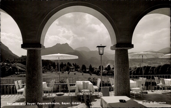 Postcard Bayerisch Gmain Upper Bavaria, Bavarian fire station, terrace