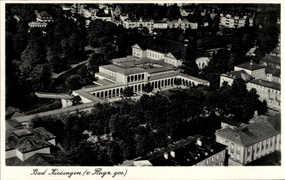 Postcard Bad Kissingen Lower Franconia Bavaria, aerial view of buildings, trees, city view