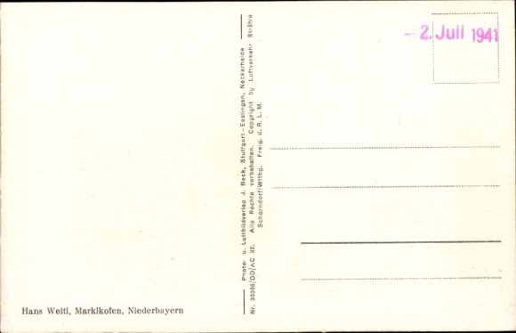 Postcard Marklkofen Lower Bavaria, aerial photograph