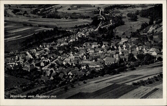 Postcard Wenkheim Werbach an der Tauber, aerial photograph