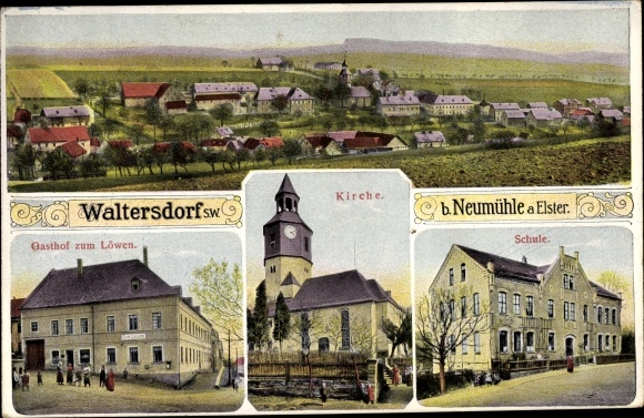 PC Waltersdorf Mohlsdorf-Teichwolframsdorf in Thuringia, Gasthof zum Löwen, school, church