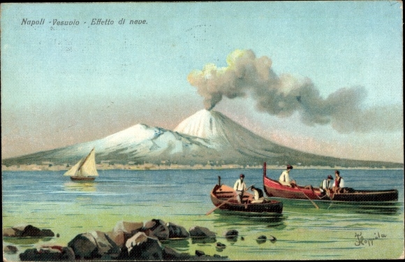 Artist PC Napoli Naples Campania, Vesuvio, Effetto di neve