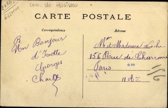 Postcard Lozere Essonne, Cafe de la Gare and hillsides