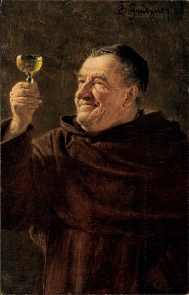Artysta KP Grützner, Dobra kropla, wino, mnich