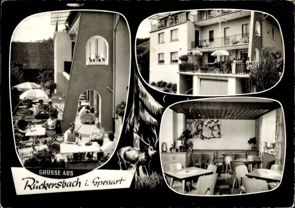 Postcard Rückersbach Johannesberg in Lower Franconia, guest house and pension Zur Rückersbacher Schlucht
