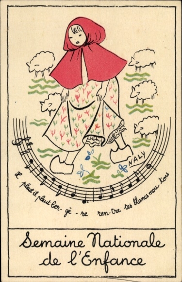Song Artist Postcard Naly, National Children's Week, Girl, Sheep