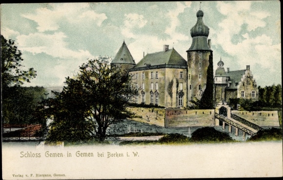 Ak Gemen b. Borken Westfalen, Wasserschloss, Brücke